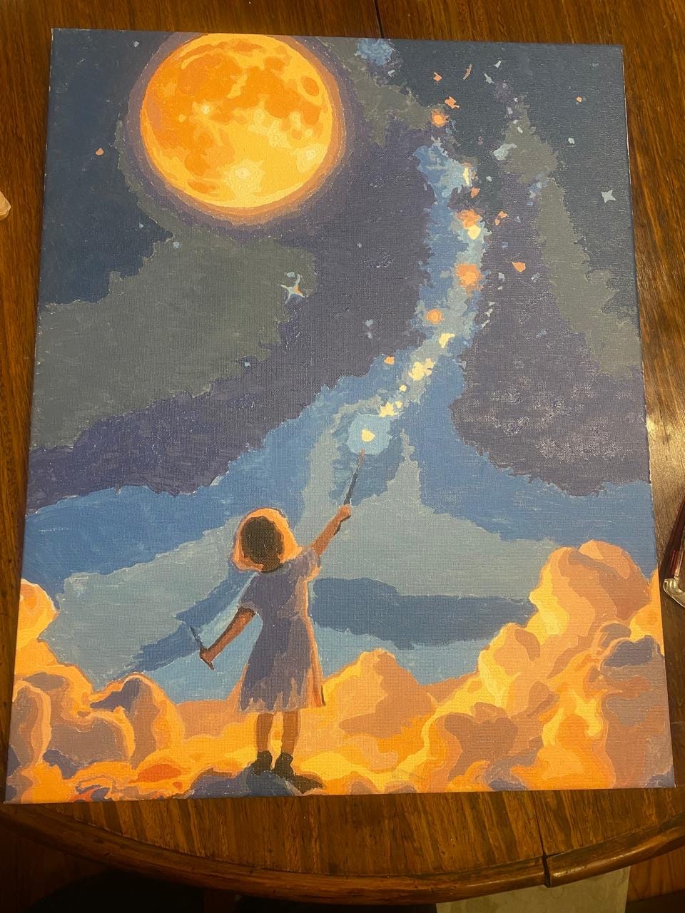Customer photo review of La niña que tocó las estrellas (Pintura por Números) 40x50 cm