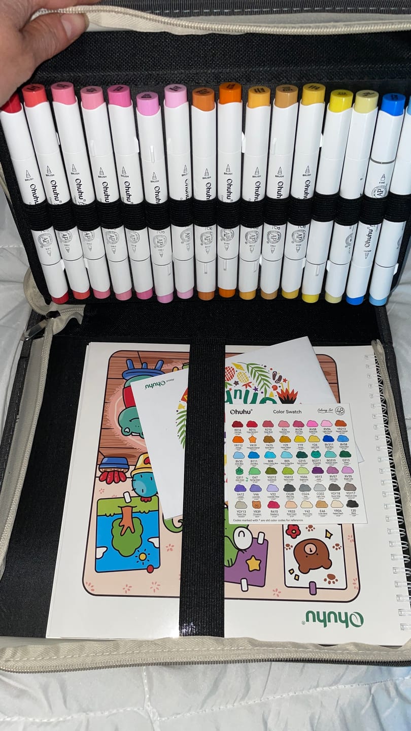 Customer photo review of Ohuhu Honolulu B 48 Colors Alcohol Markers with Coloring Book