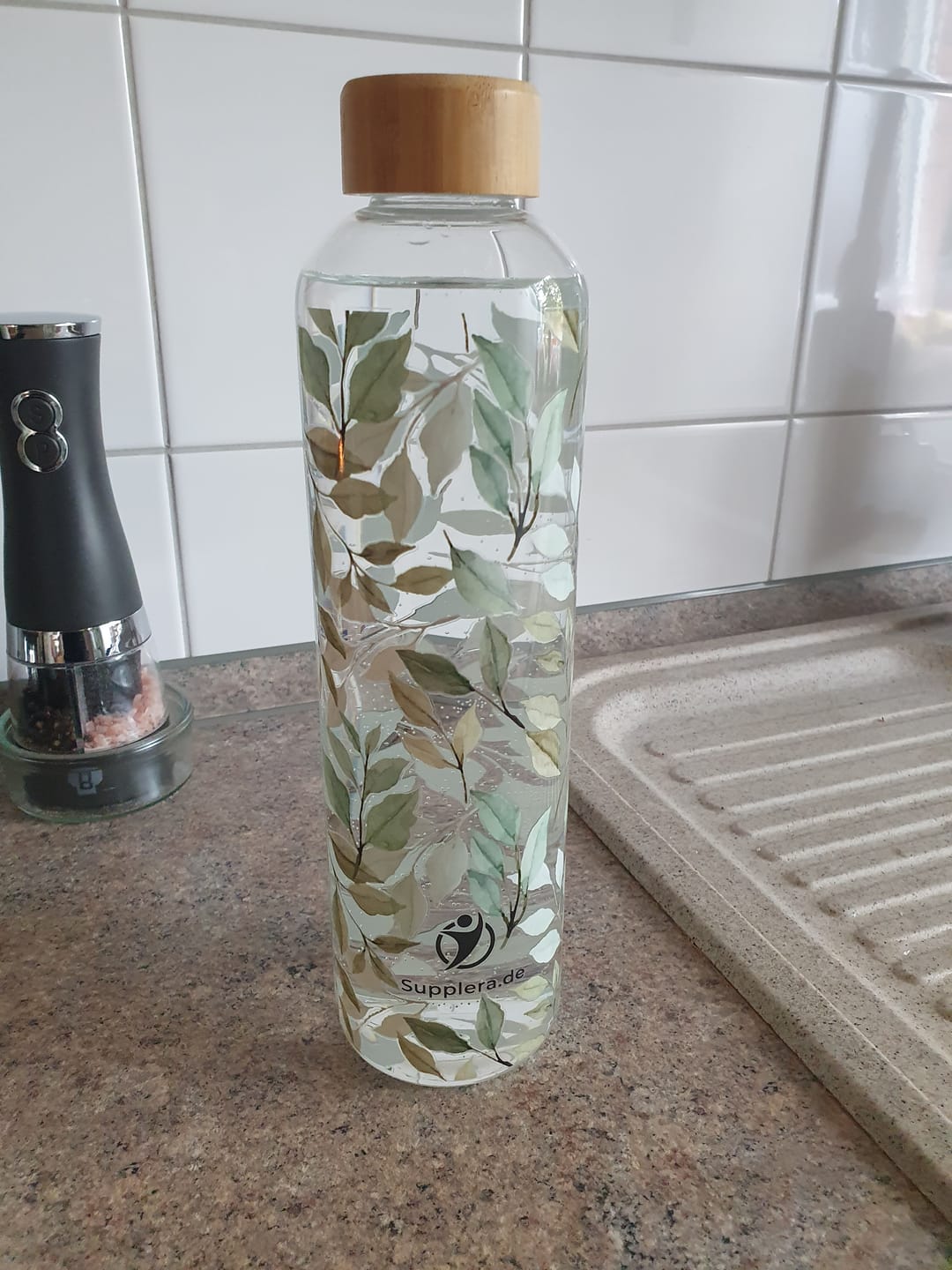 Customer photo review of Gratis Trinkflasche aus Glas