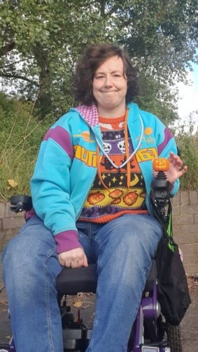 Customer photo review of Jack O' Lantern Joystick Topper for Electric Wheelchairs