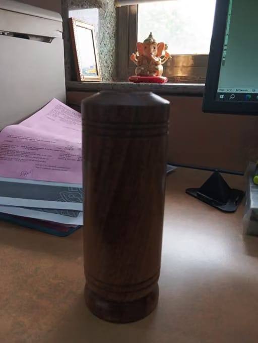 Customer photo review of Vijaysar Wooden Glass – Ayurvedic Diabetes & Sugar Control Tumbler (100 ml)