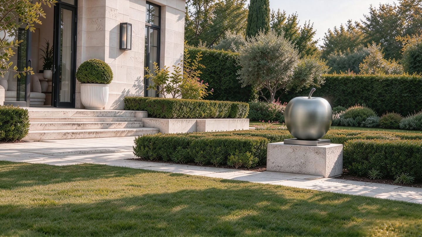 Customer photo review of Large Brushed Stainless Steel Apple Sculpture SS-044