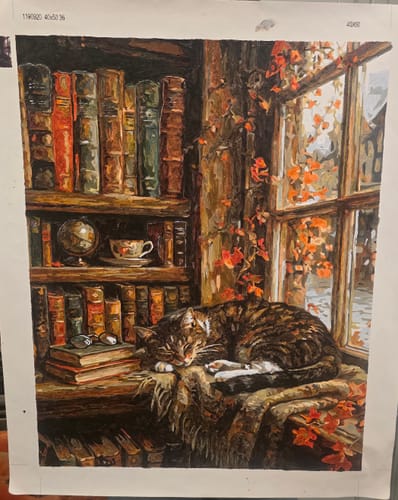 Customer photo review of Autumn Library Cat (Paint by Numbers)