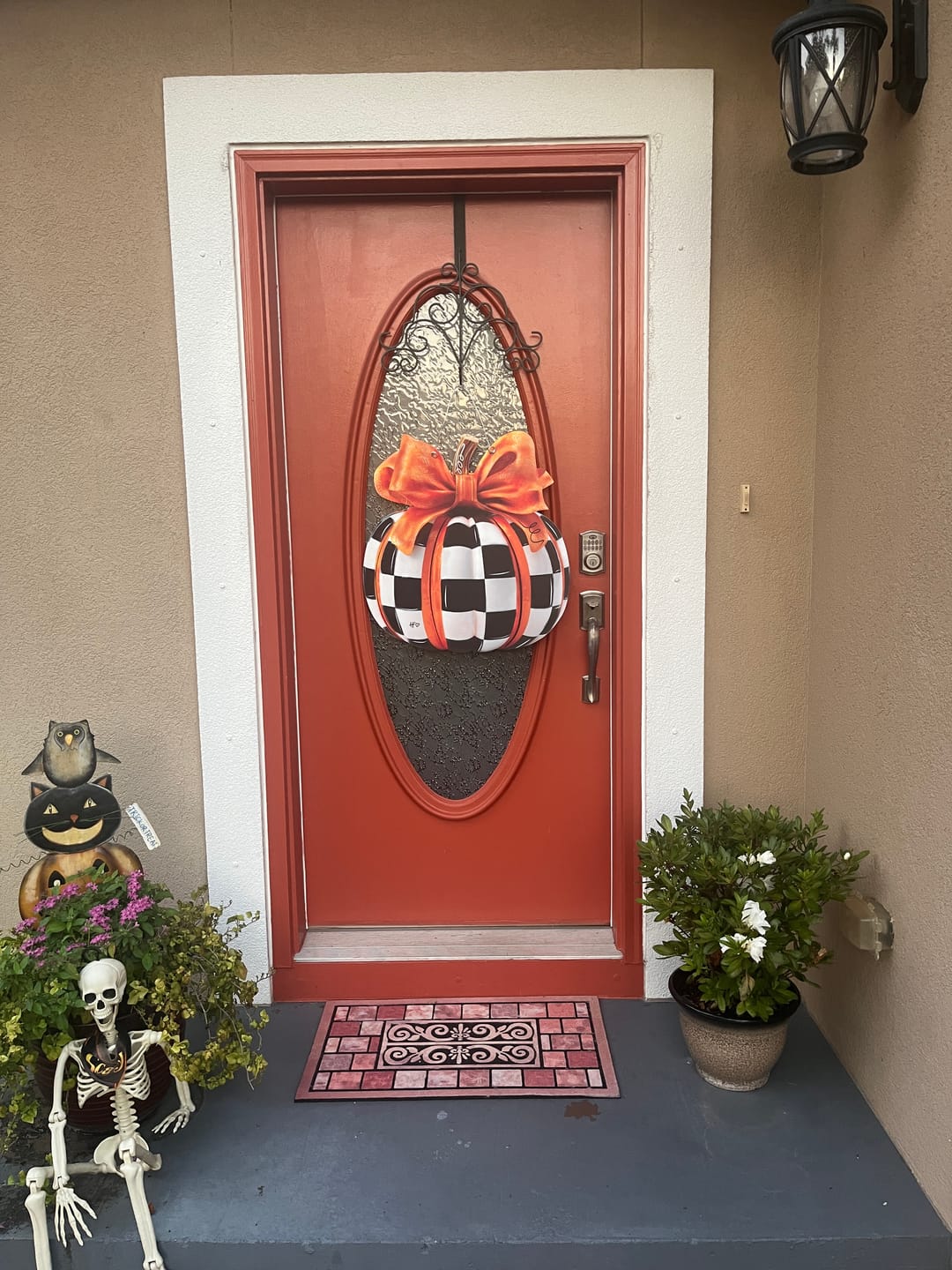 Customer photo review of Elegant Checkered Pumpkin Door Hanger