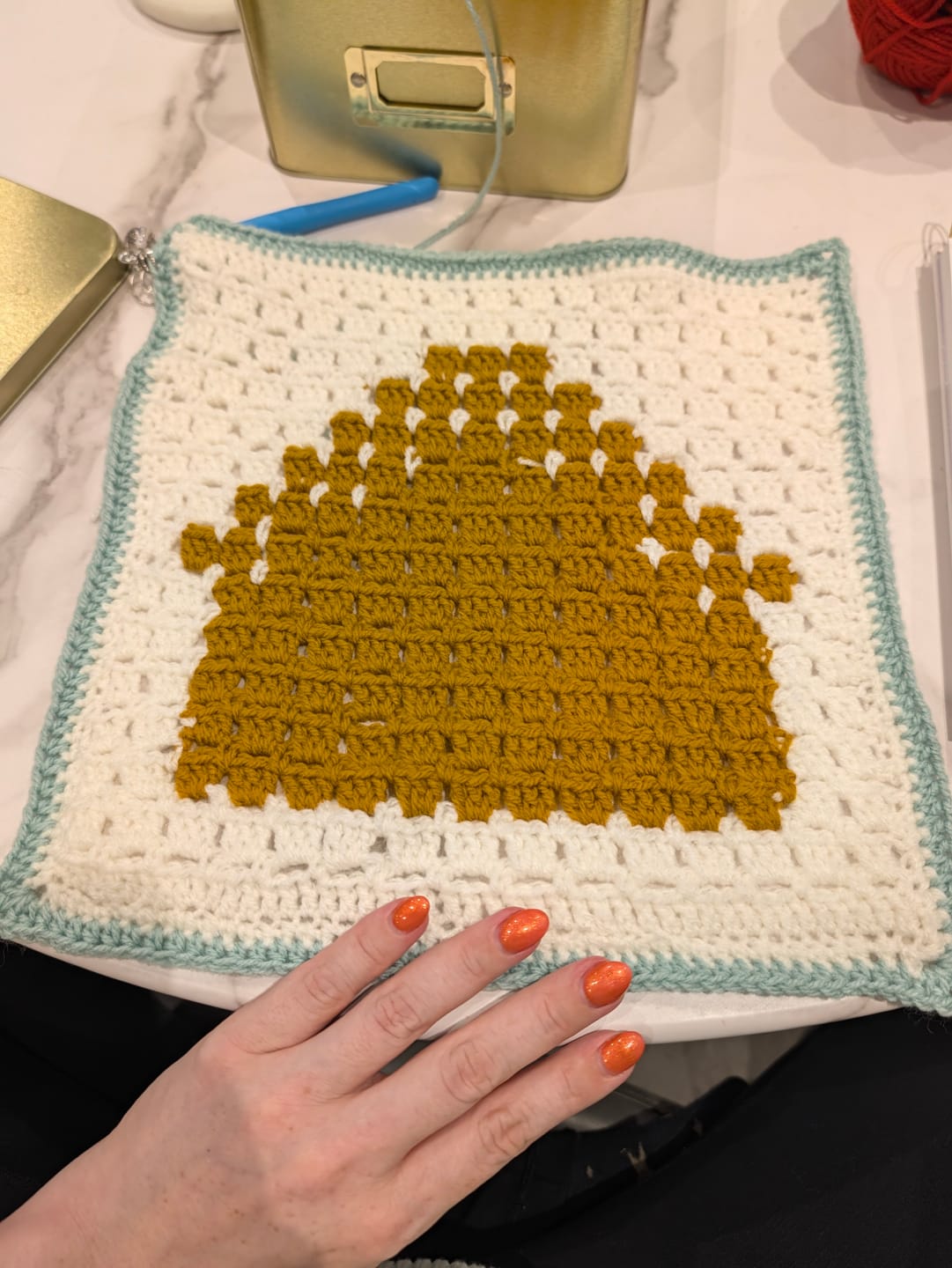 Customer photo review of Gingerbread Blanket Yarn Pack, Free Pattern & Video
