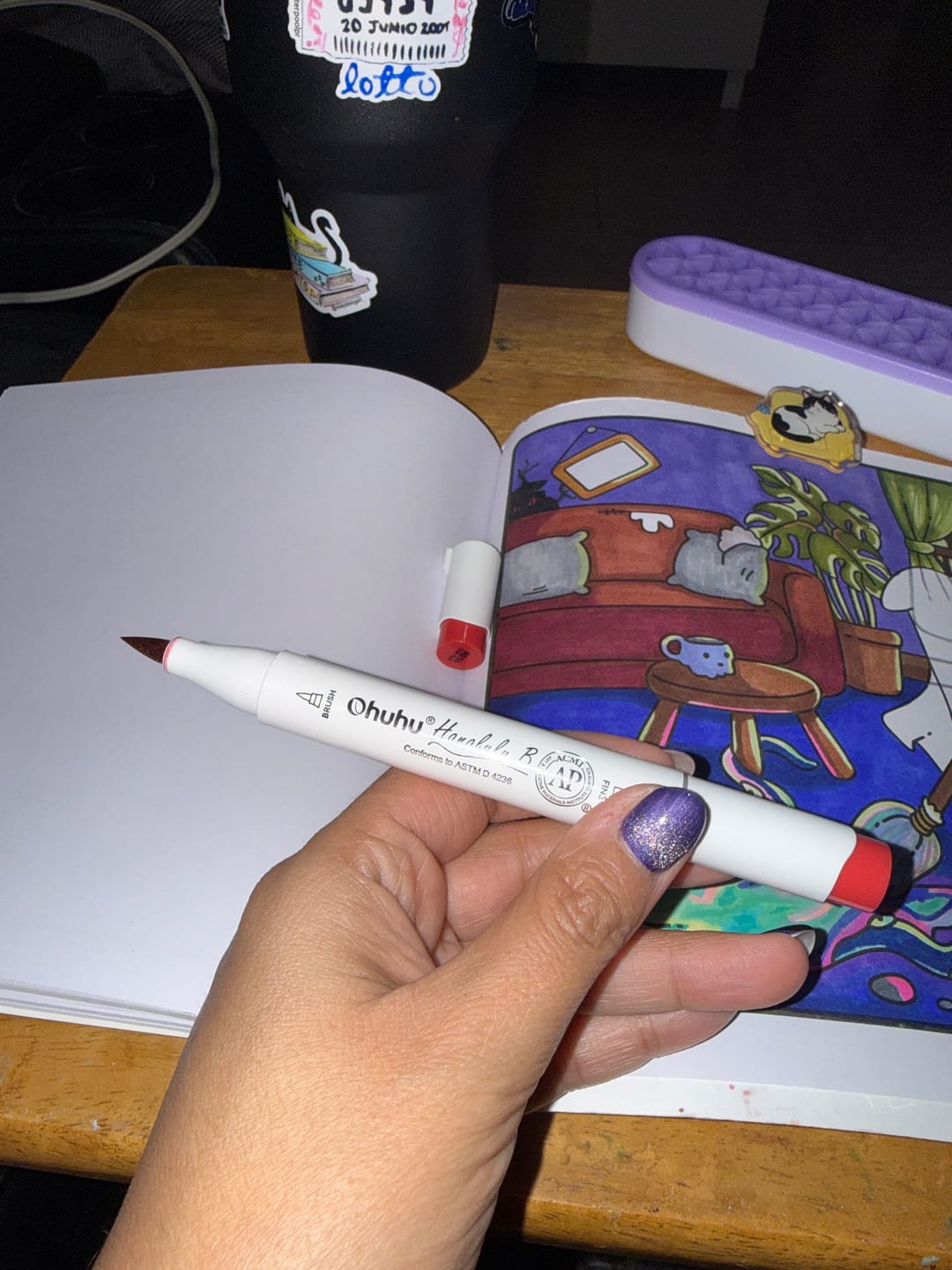 Customer photo review of Ohuhu Honolulu B R180 / R016 Individual Marker, Brush & Fine