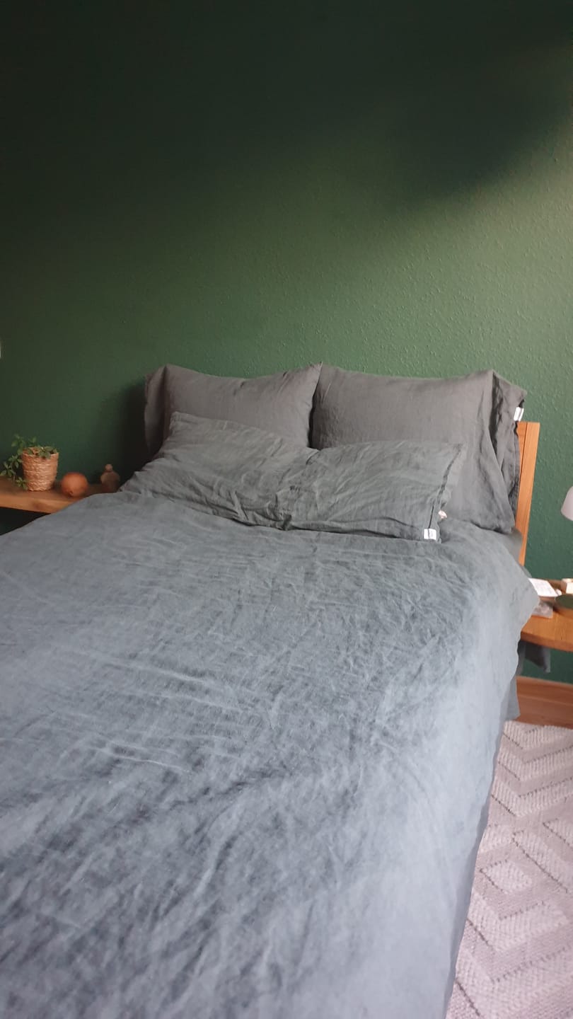 Customer photo review of 🎁 Leinen-Kopfkissenbezug, Forest Green (100% off)