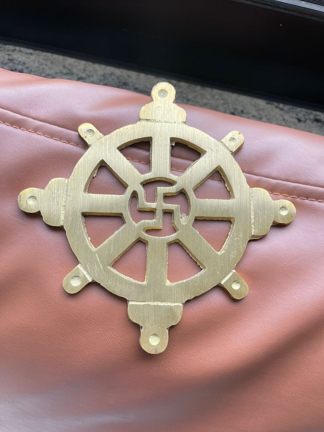 Customer photo review of Brass Chakra Satiya Helix – Vastu Remedy for West Direction Correction | Energy Balance Support | 4.5 Inch
