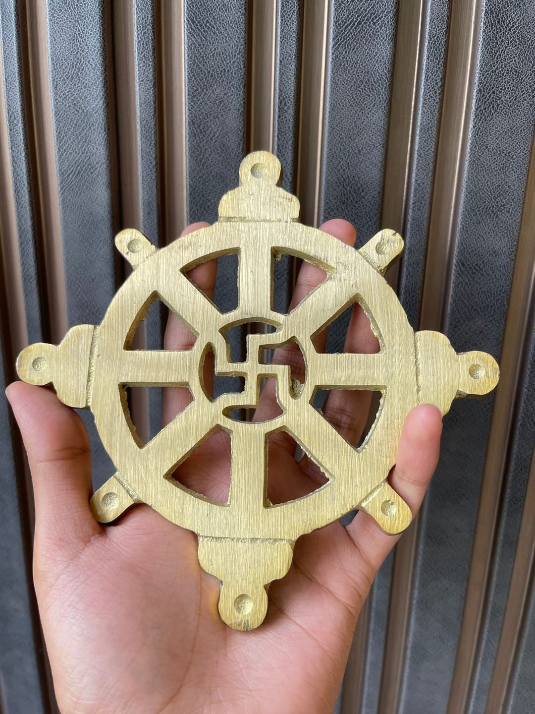 Customer photo review of Brass Chakra Satiya Helix – Vastu Remedy for West Direction Correction | Energy Balance Support | 4.5 Inch