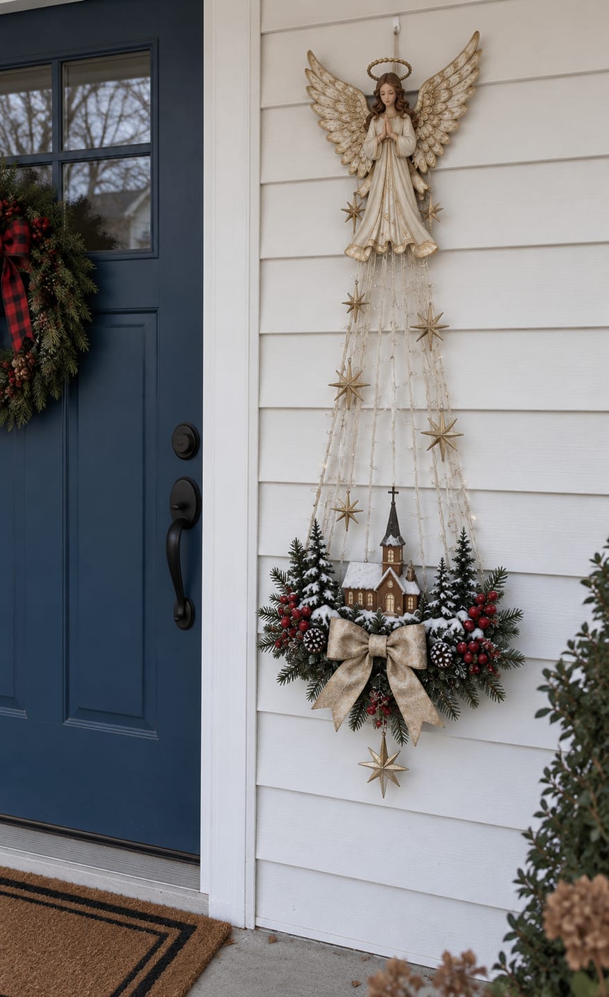 Customer photo review of Angel Blessing Wall Light, Starglow Cascading Christmas Angel with Glowing