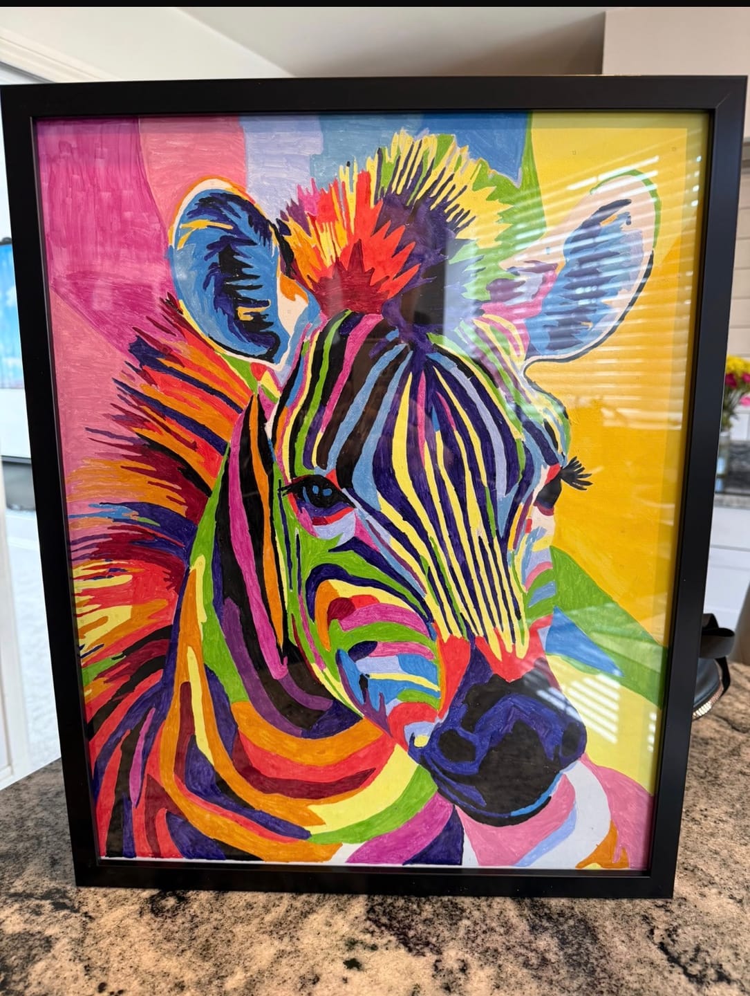 Customer photo review of Abstract Colorful Zebra | Paint by Numbers