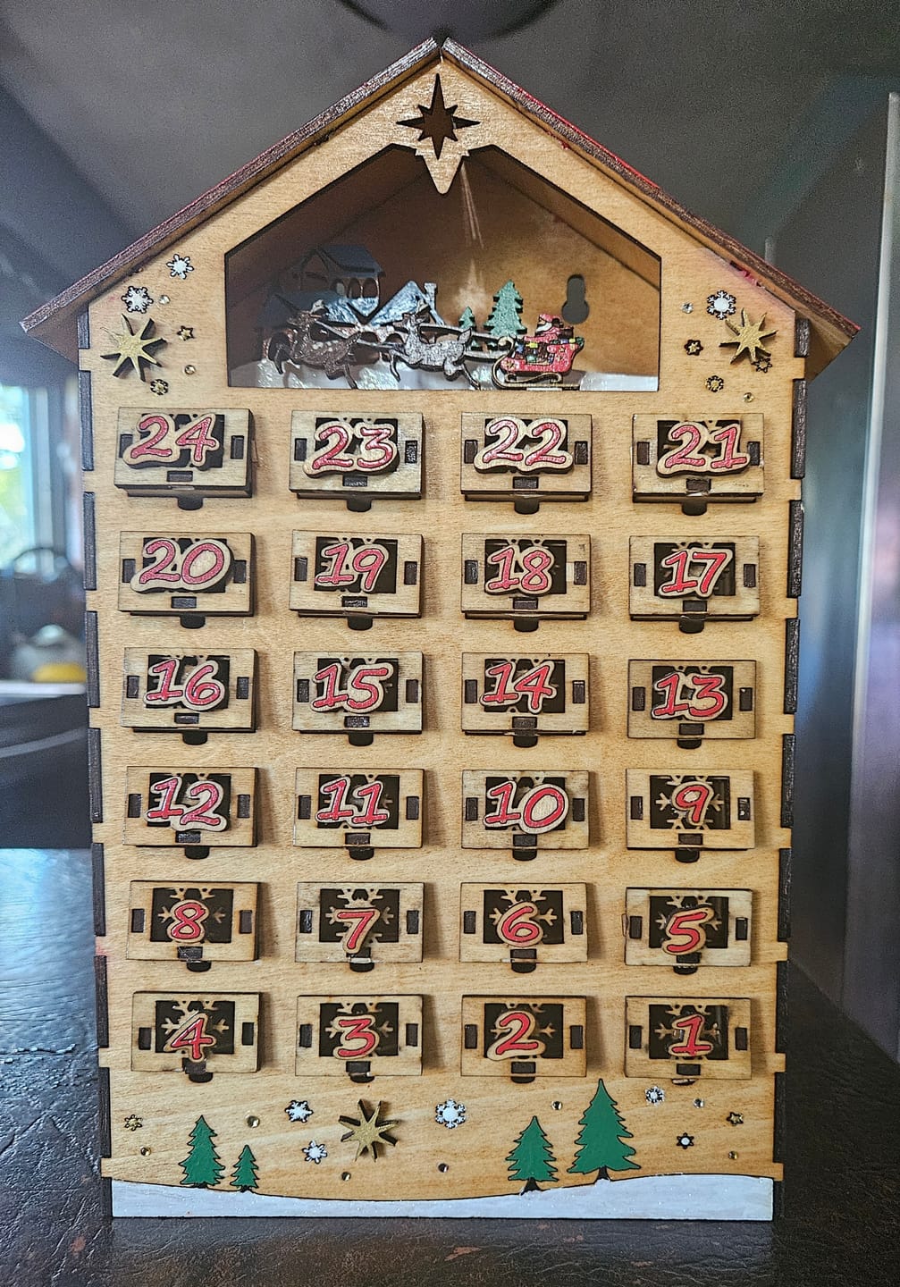 Customer photo review of Christmas Advent Calendar House SVG Laser Cut