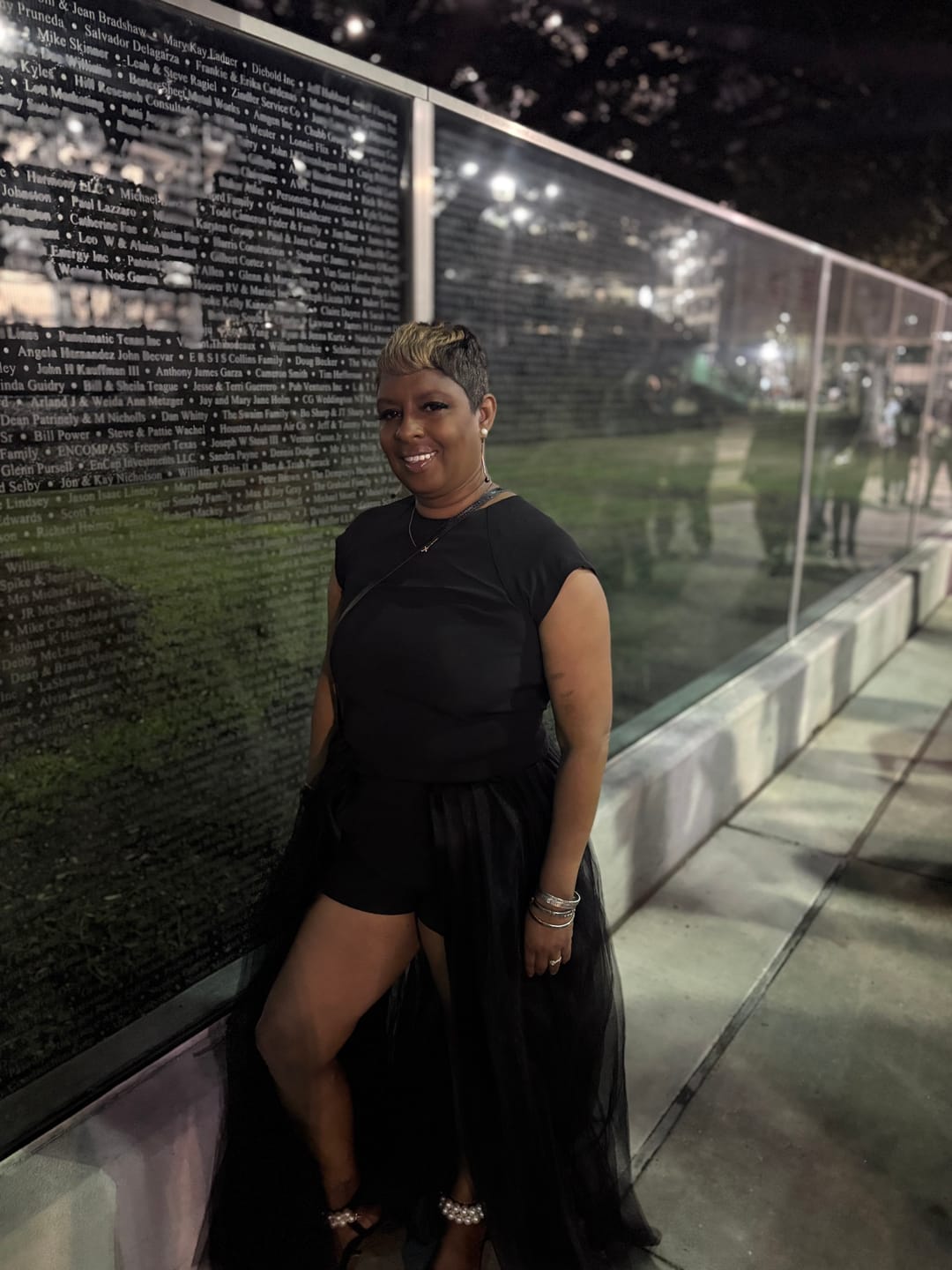 Customer photo review of 3-Piece Open-Back Top, High-Waisted Shorts and Tulle Skirt Co-Ord Set in Black