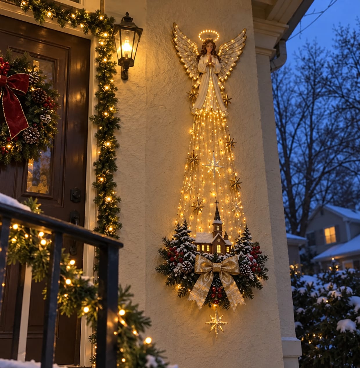 Customer photo review of Angel Blessing Wall Light, Starglow Cascading Christmas Angel with Glowing
