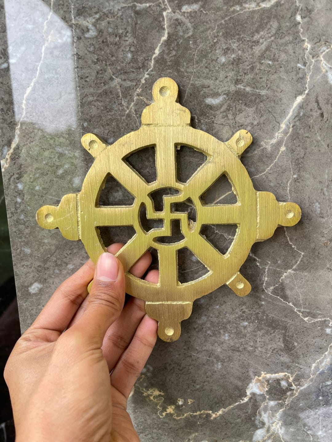 Customer photo review of Brass Chakra Satiya Helix – Vastu Remedy for West Direction Correction | Energy Balance Support | 4.5 Inch