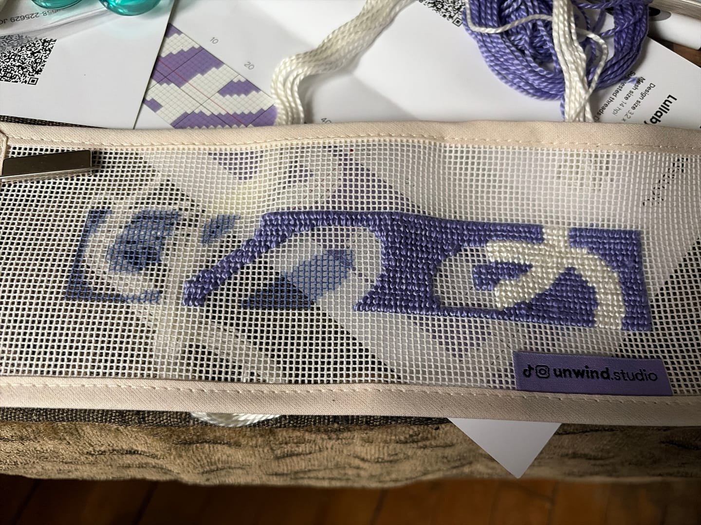 Customer photo review of Lullaby Key Fob Needlepoint Kit