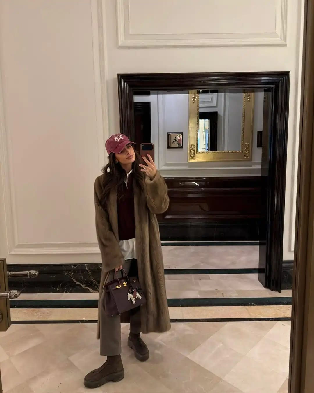 Customer photo review of Tessa Faux Fur Maxi Coat