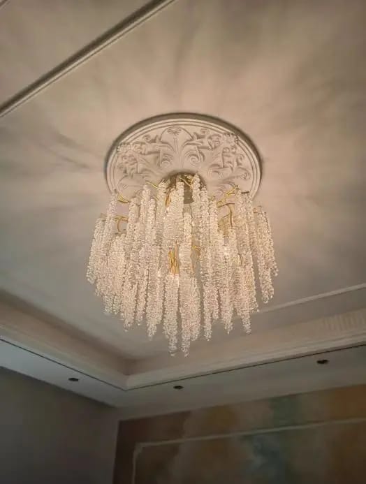 Customer photo review of Wisteria Flower Chandelier, Faceted Crystal Clusters, Gold Frame