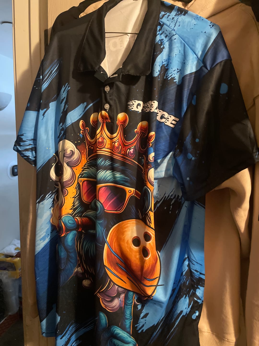 Customer photo review of Maxcorners Bowling King Gorilla Multicolor Customized Name, Team Name 3D Shirt