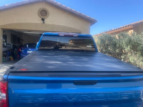 Customer photo review of Rough Country Hard Tri-Fold Flip Up Bed Cover | Chevy/GMC Sierra 1500 (19-26)/Silverado 1500 (19-26)
