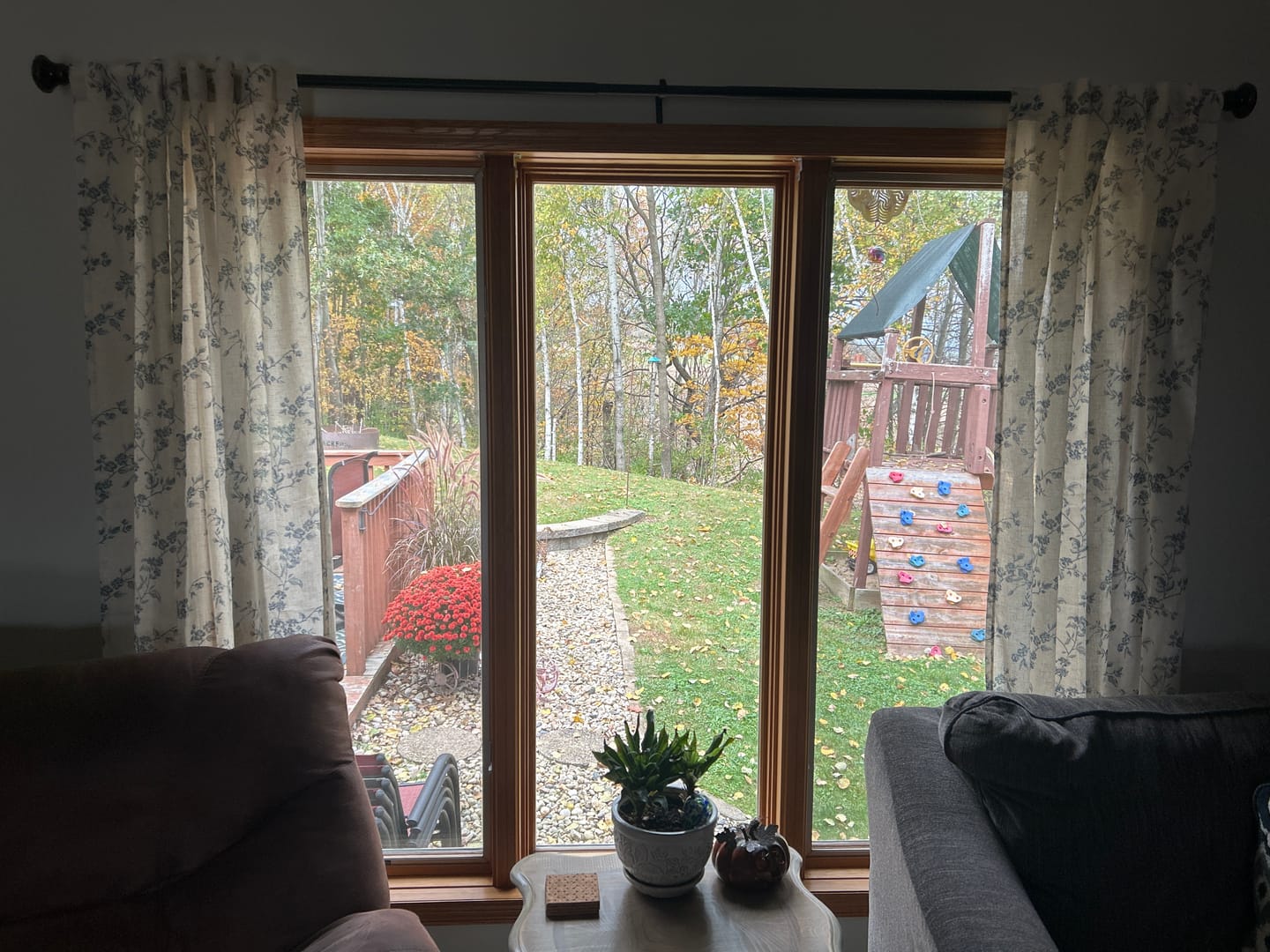 Customer photo review of Vine Blossom Linen Blend Curtains (2 Panels)