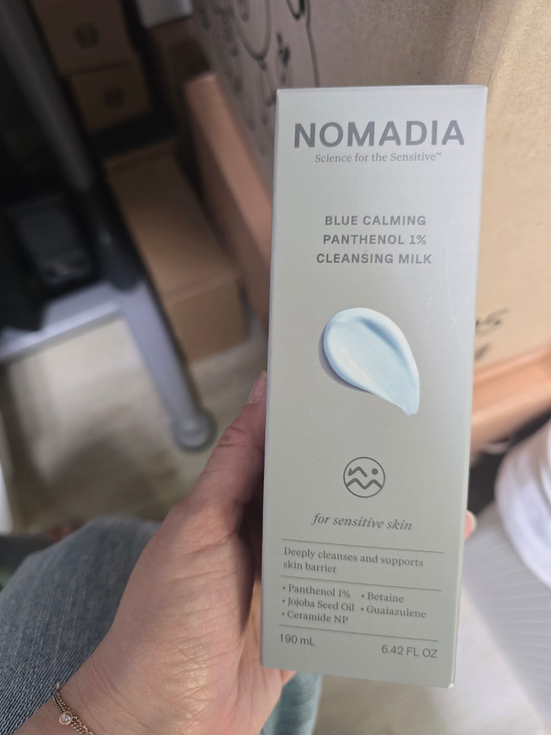 Customer photo review of Nomadia Blue Calming Panthenol 1% Cleansing Milk 190ml