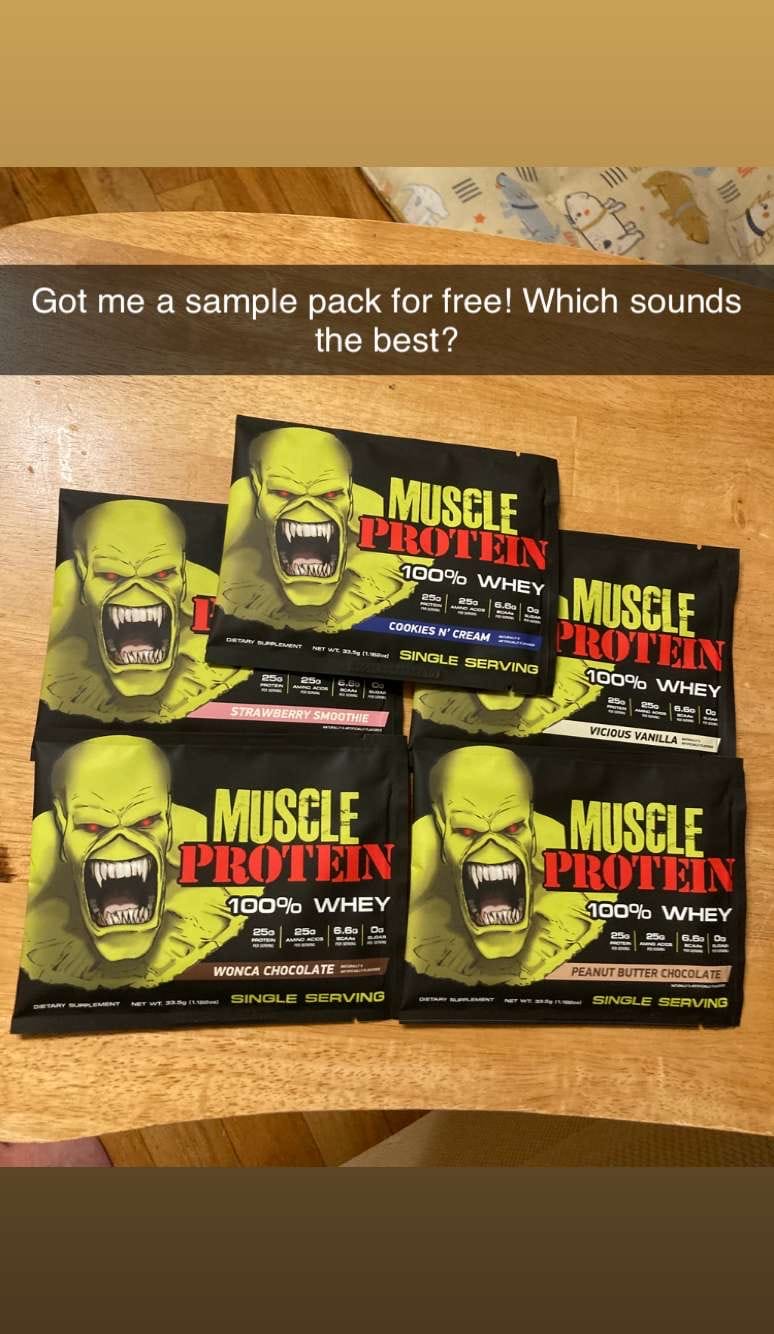 Customer photo review of Whey Protein Powder Travel Single Serving