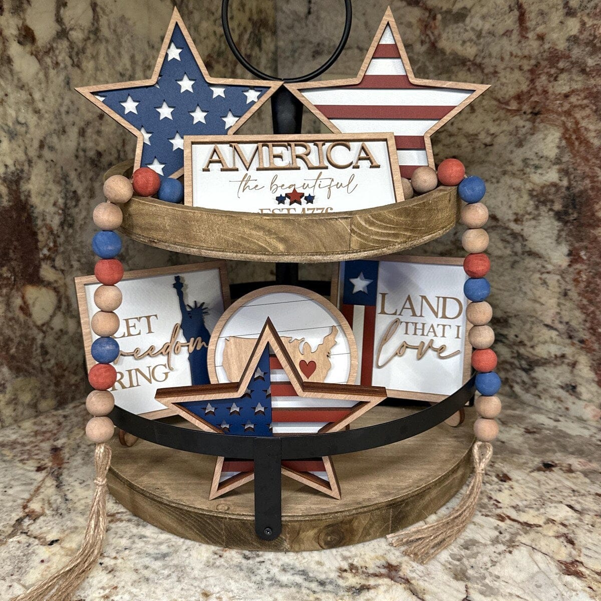Customer photo review of Rustic 4th Of July Tiered Tray Decor Bundle