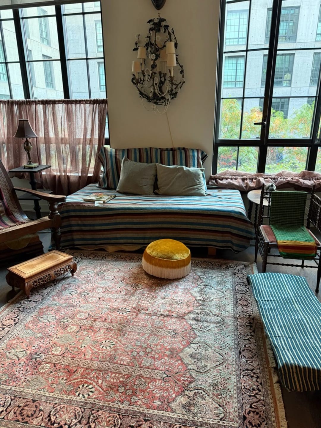 Customer photo review of 6' X 6' Vintage Handmade Fine Indian Silk Rug Kashmir Square Nice