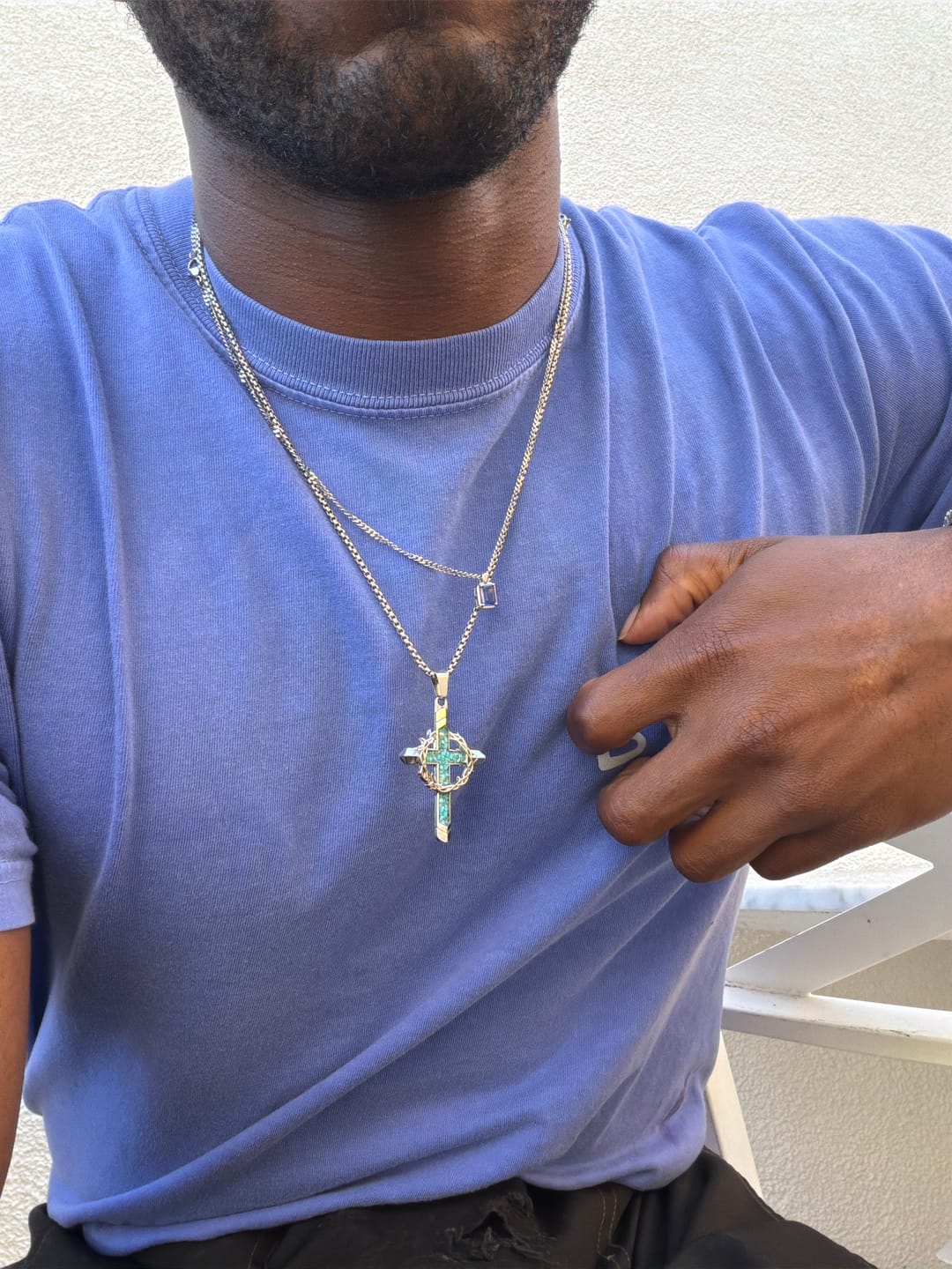Customer photo review of FREE Today: Thorn-Wrapped Inlaid Cross Pendant Necklace: A Symbol of Christ’s Sacrificial Love