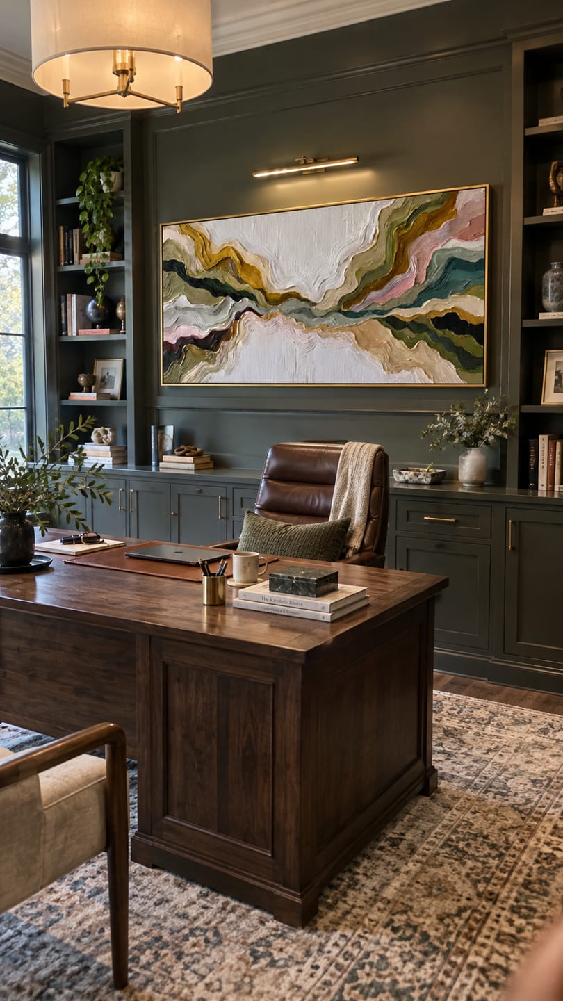 Customer photo review of Mountain Rhythms – Heavy Texture Earth-Tone Abstract Painting | Modern Wabi-Sabi Large Living Room Art