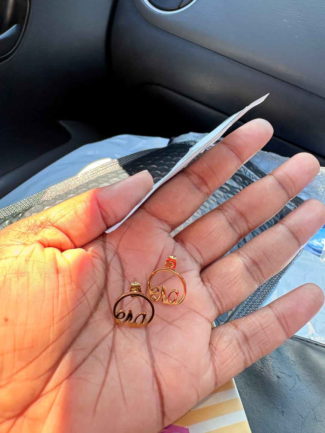 Customer photo review of Gold Era Logo Studs