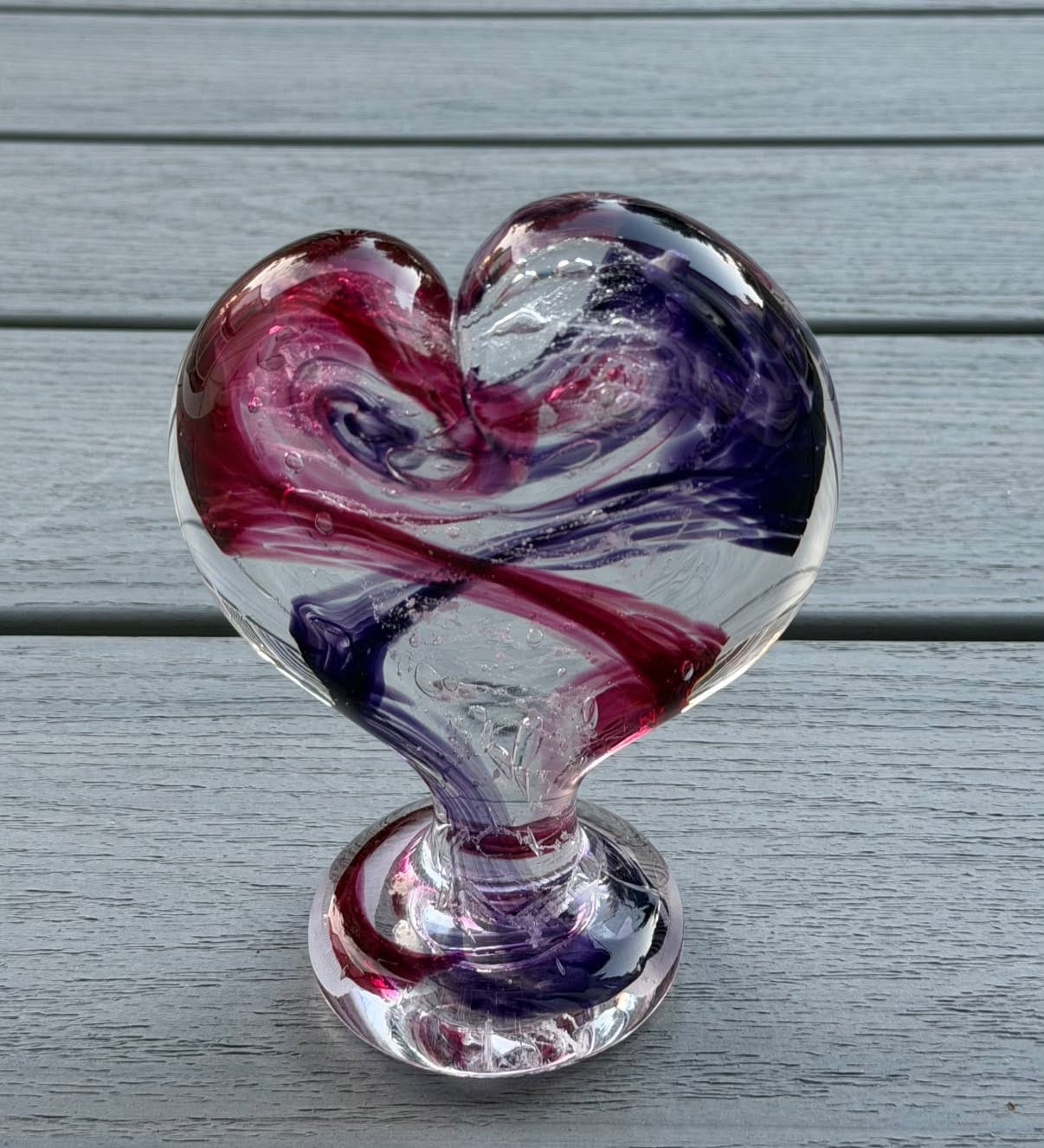 Customer photo review of Glass Heart with Cremation Ash - Standing