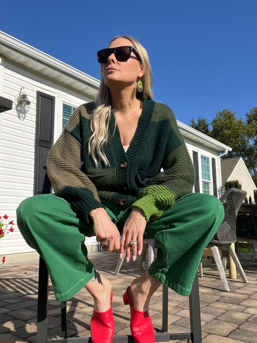 Customer photo review of Go-To Barrel Pants, Emerald