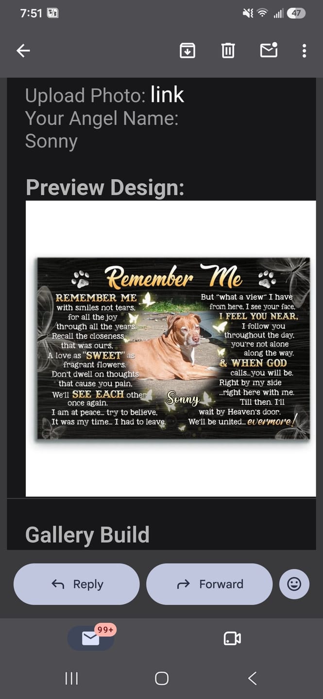 Customer photo review of Personalized Photo Canvas Prints, Custom Photo, Pet Loss Gifts, Memorial Gifts, Sympathy Gifts, Remember Me Dem Canvas