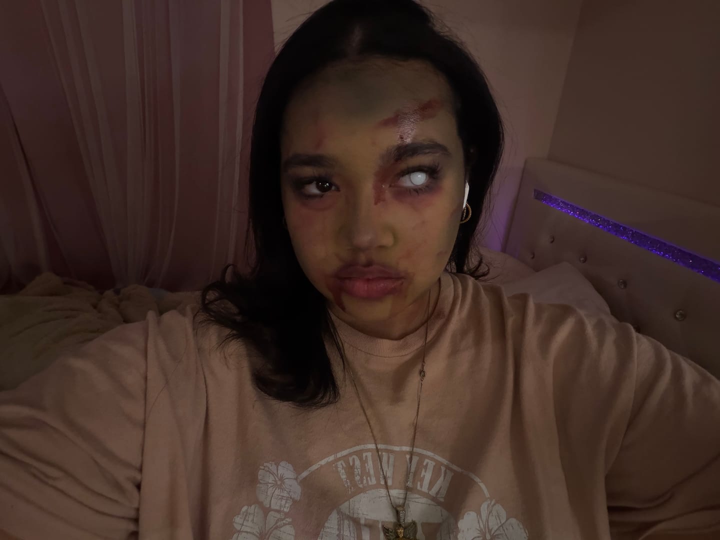 Customer photo review of Halloween White out Colored Contact Lenses