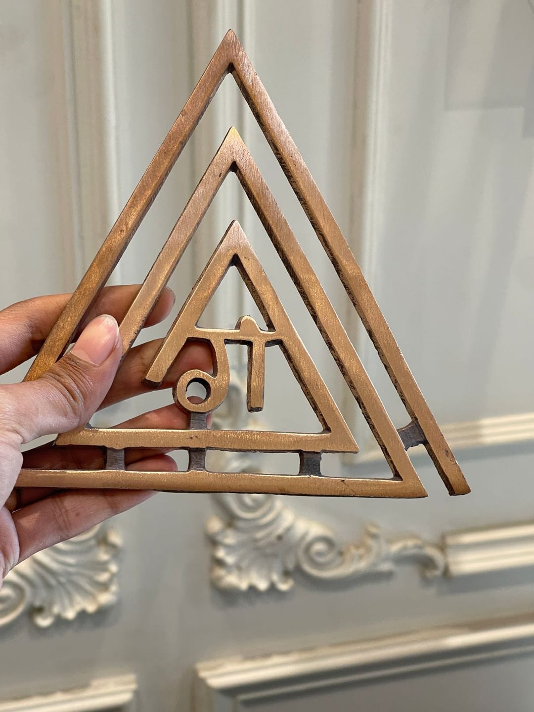 Customer photo review of Copper Triangle Ga (ग) Helix | Vastu Remedy for South-East Fire Zone Balance, Cash Flow & Kitchen Defects | 4–6 Inch