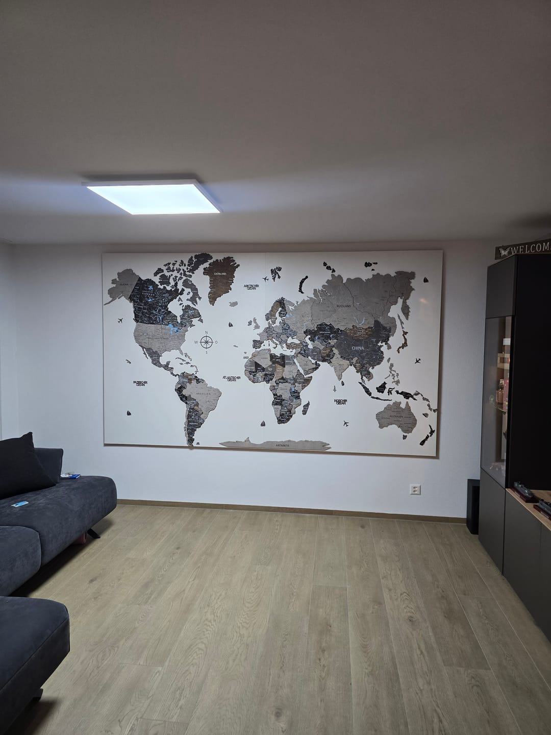 Customer photo review of 3D Wooden World Map - Loft Style