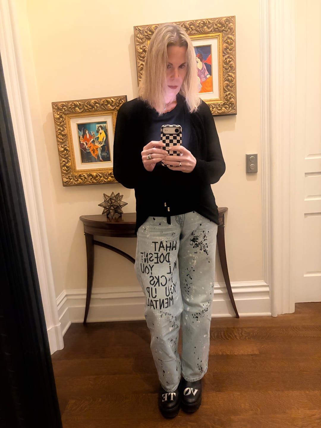 Customer photo review of 'Mental Health' Painted Levi's Jeans