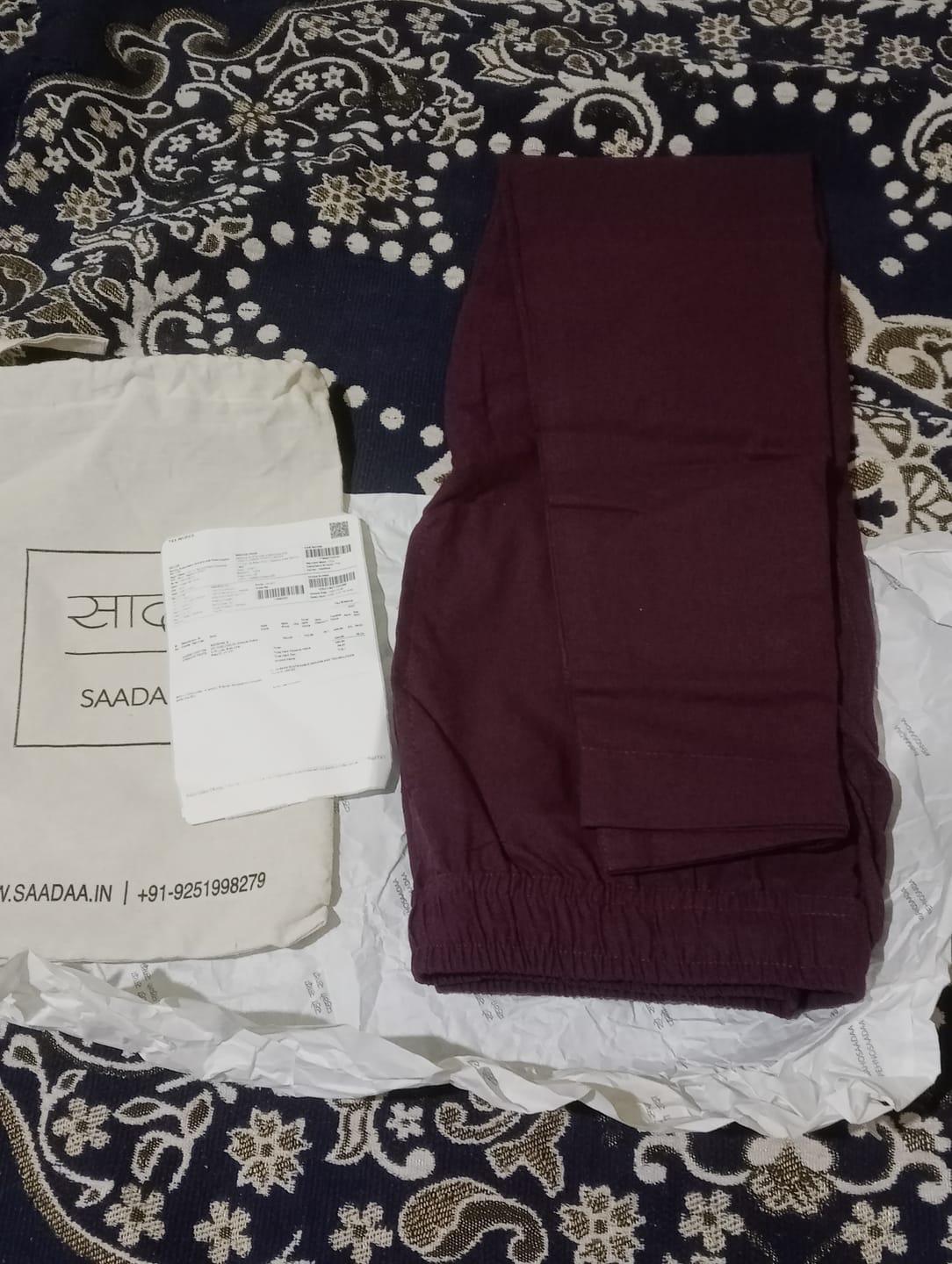 Customer photo review of Women Wine Cotton Straight Pant