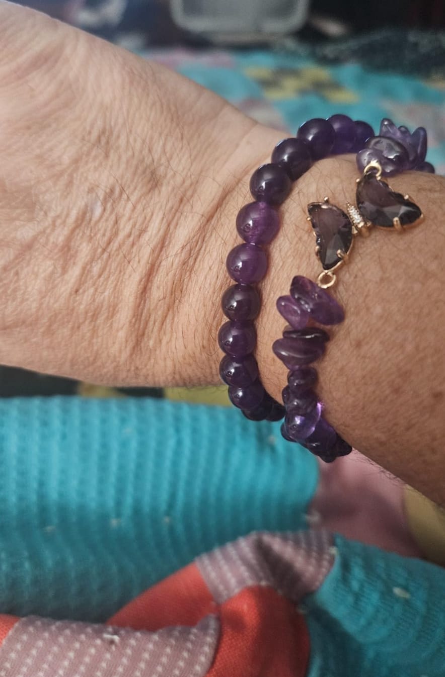 Customer photo review of Two-in-One Amethyst Butterfly Balance Bracelet