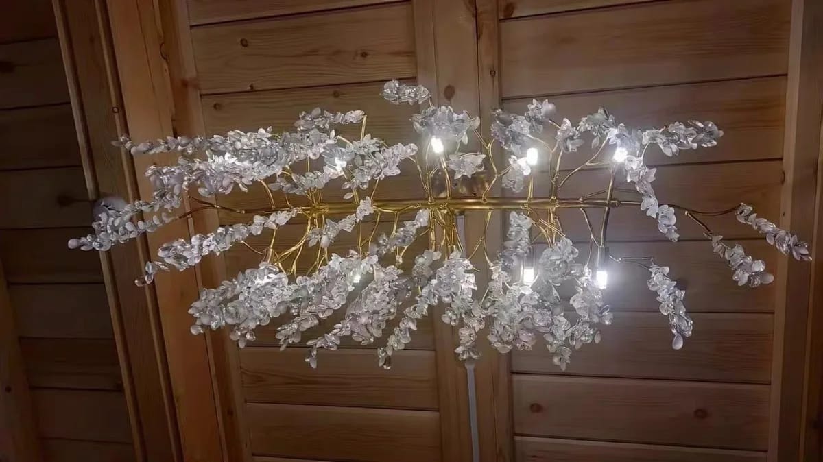Customer photo review of Wisteria Flower Chandelier, Faceted Crystal Clusters, Gold Frame