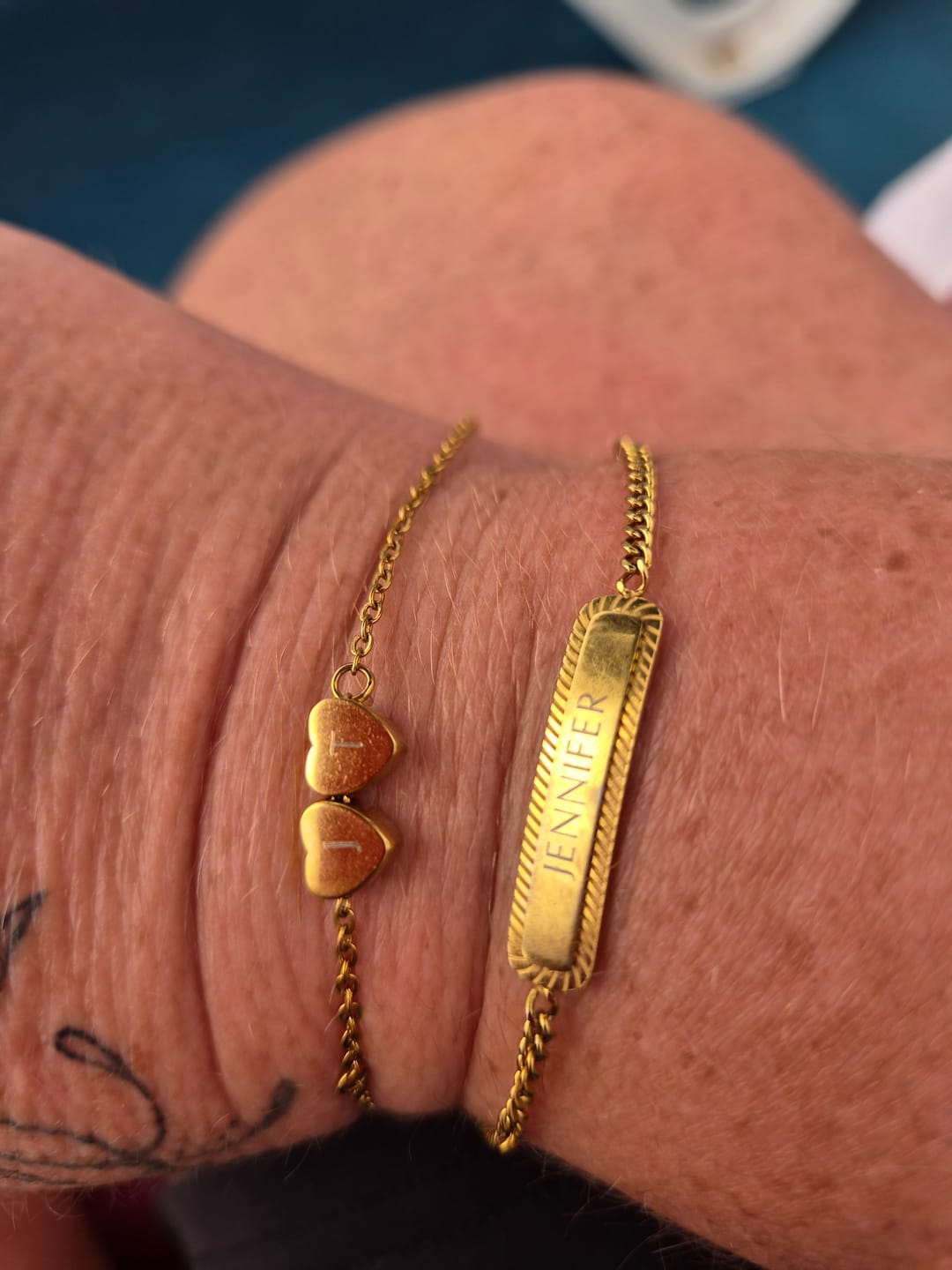 Customer photo review of Amo Heart Double Bracelet in Gold