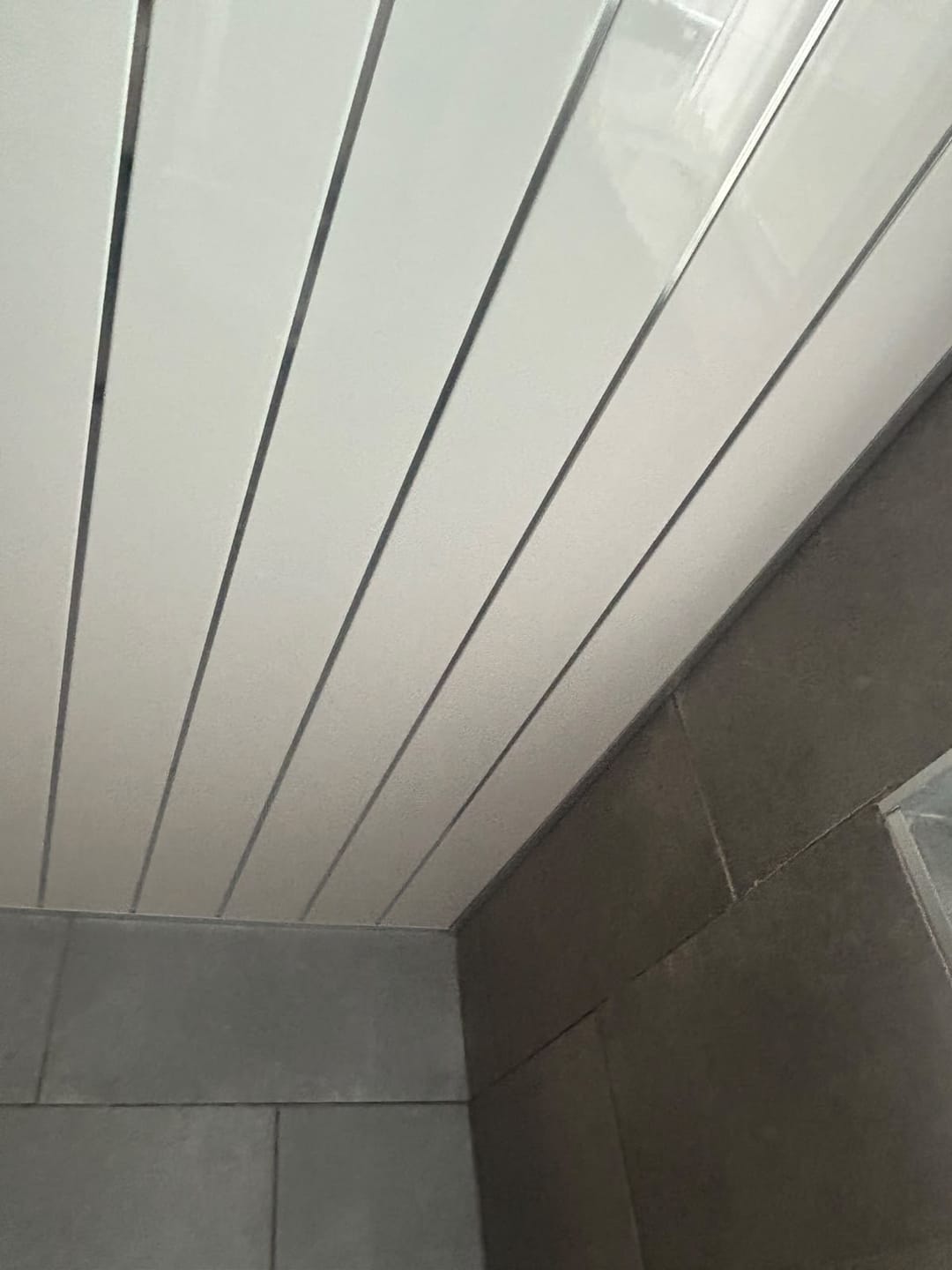 Customer photo review of 8mm White Gloss With 2 Chrome Strip Wall & Ceiling Panel - Pack of 4