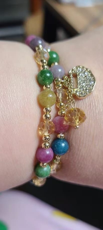 Customer photo review of Multicolor Tourmaline Lock Charm Luck Bracelet