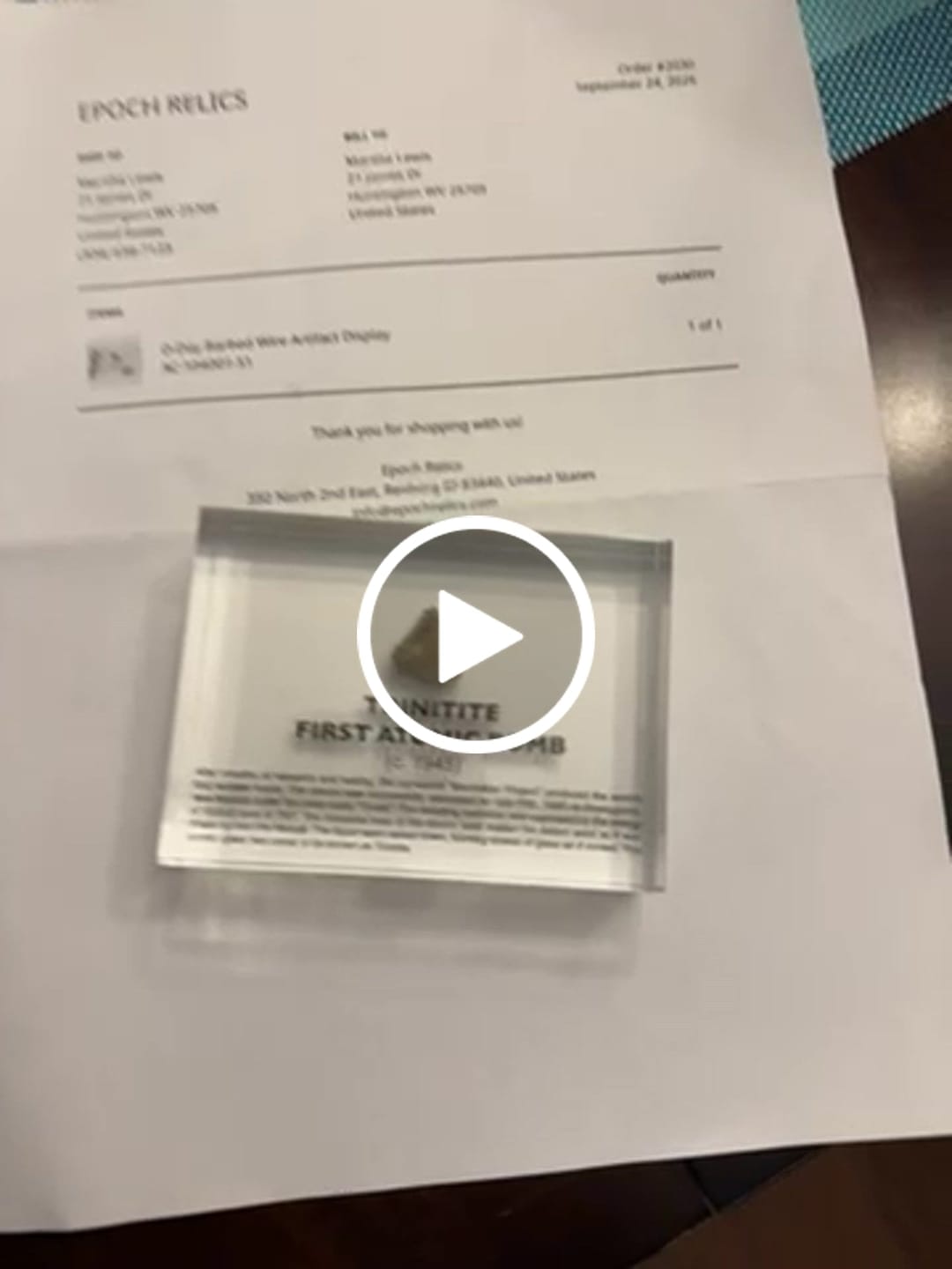 Customer video review of D-Day Barbed Wire Artifact Display