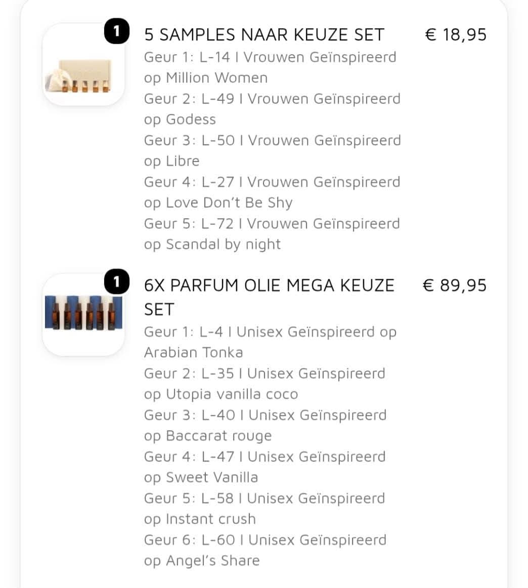 Customer photo review of 6X PARFUM OLIE MEGA KEUZE SET