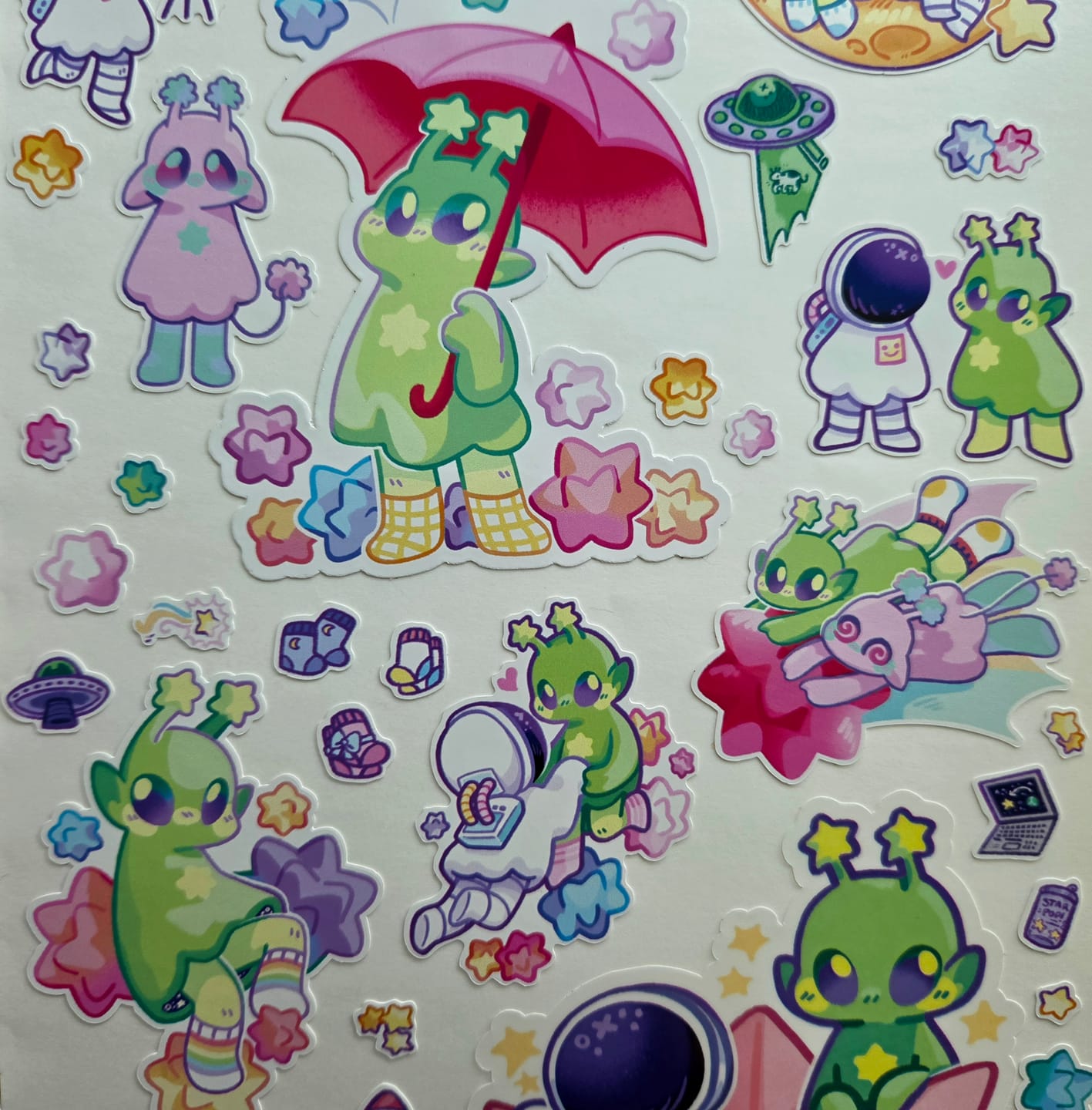 Customer photo review of Ghost Date Astronaut and Alien Sticker Sheet!