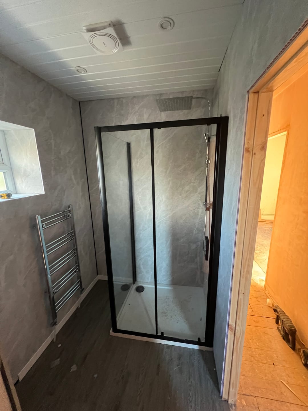 Customer photo review of Premium Light Grey Marble Matt Shower Wall Panel – 1M x 2.4M