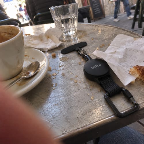 Customer photo review of Tethr Retractable Phone Leash